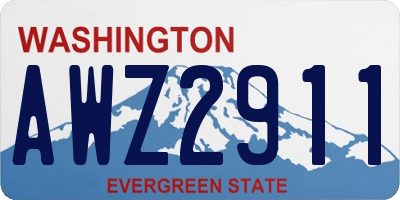 WA license plate AWZ2911