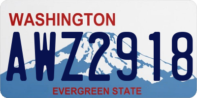 WA license plate AWZ2918