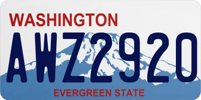 WA license plate AWZ2920