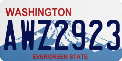 WA license plate AWZ2923