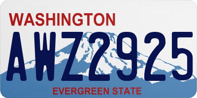 WA license plate AWZ2925