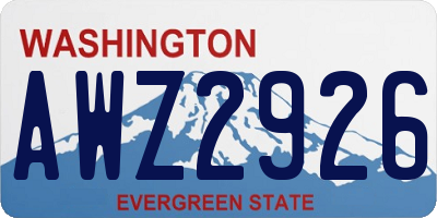 WA license plate AWZ2926