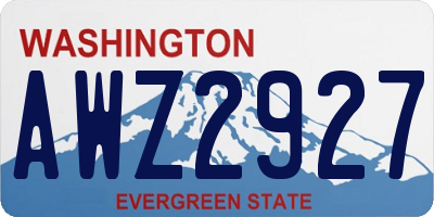 WA license plate AWZ2927