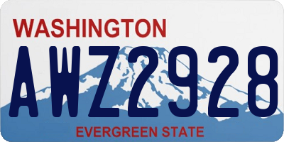 WA license plate AWZ2928