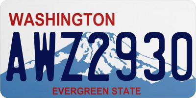 WA license plate AWZ2930
