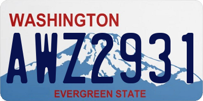 WA license plate AWZ2931