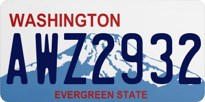 WA license plate AWZ2932