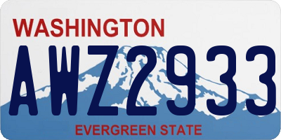 WA license plate AWZ2933