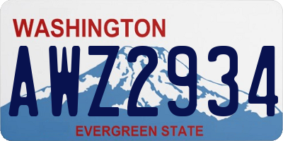 WA license plate AWZ2934