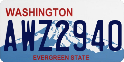 WA license plate AWZ2940