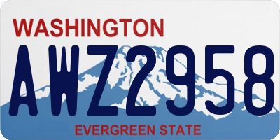 WA license plate AWZ2958