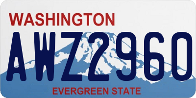 WA license plate AWZ2960