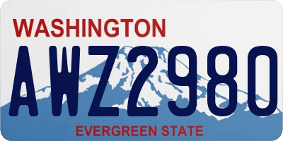 WA license plate AWZ2980