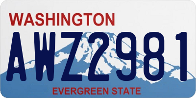 WA license plate AWZ2981