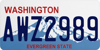 WA license plate AWZ2989