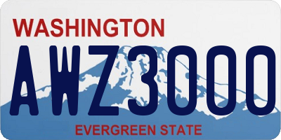 WA license plate AWZ3000