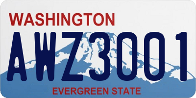 WA license plate AWZ3001
