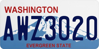WA license plate AWZ3020
