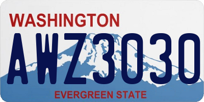 WA license plate AWZ3030