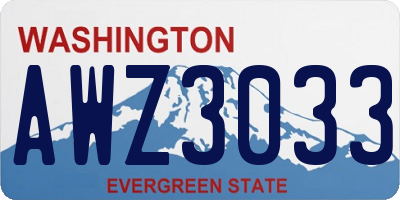 WA license plate AWZ3033