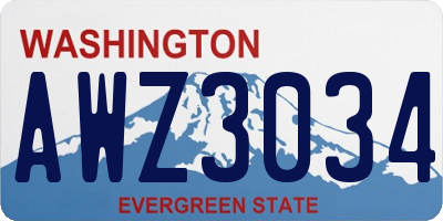 WA license plate AWZ3034