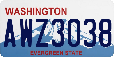 WA license plate AWZ3038