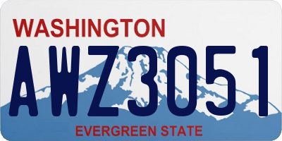 WA license plate AWZ3051