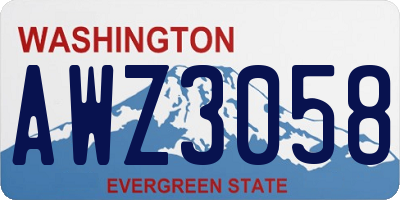 WA license plate AWZ3058