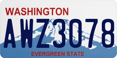 WA license plate AWZ3078