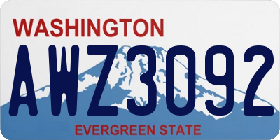 WA license plate AWZ3092