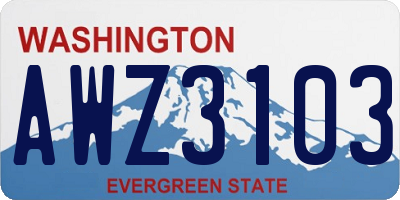 WA license plate AWZ3103