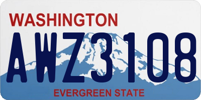 WA license plate AWZ3108