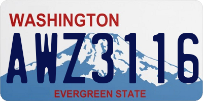 WA license plate AWZ3116