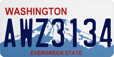 WA license plate AWZ3134