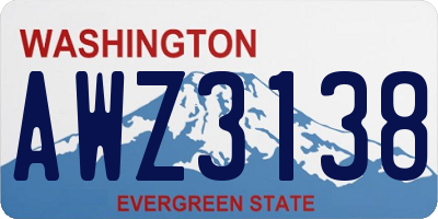 WA license plate AWZ3138