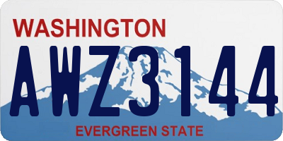 WA license plate AWZ3144