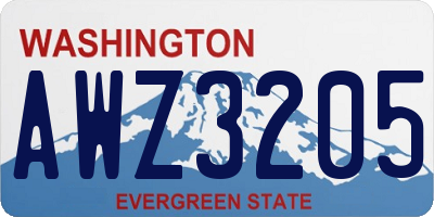 WA license plate AWZ3205