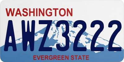 WA license plate AWZ3222