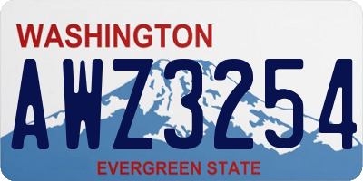 WA license plate AWZ3254