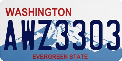 WA license plate AWZ3303
