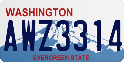 WA license plate AWZ3314