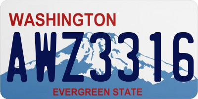 WA license plate AWZ3316