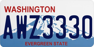WA license plate AWZ3330