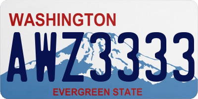WA license plate AWZ3333