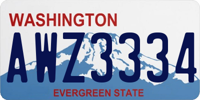 WA license plate AWZ3334