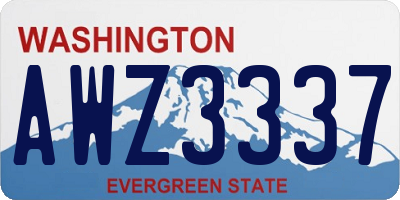 WA license plate AWZ3337
