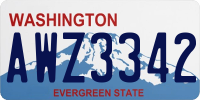 WA license plate AWZ3342