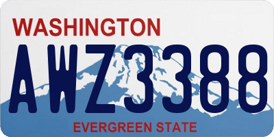 WA license plate AWZ3388