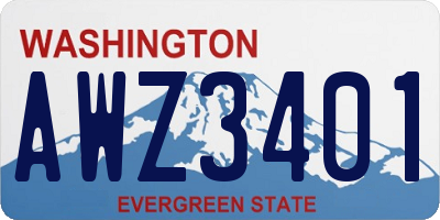 WA license plate AWZ3401