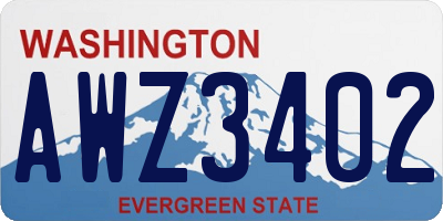 WA license plate AWZ3402